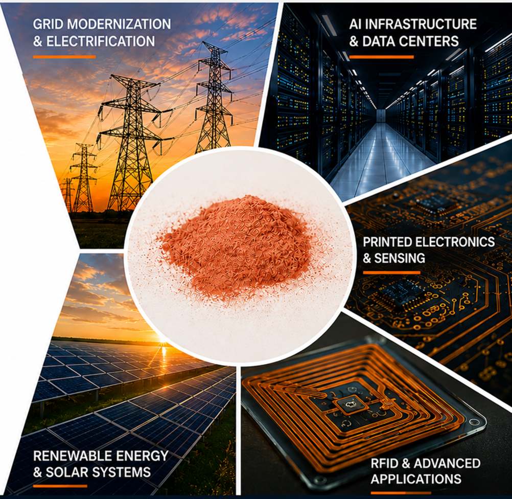 Aesyon engineered copper platform connecting grid modernization, AI infrastructure, printed electronics, RFID, and renewable energy applications